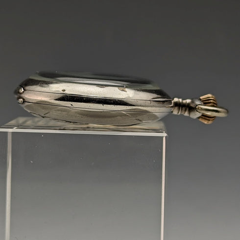 Circa 1900 Antique Swiss Escasany ladies pocket watch with flower engraving silver side case in good working order